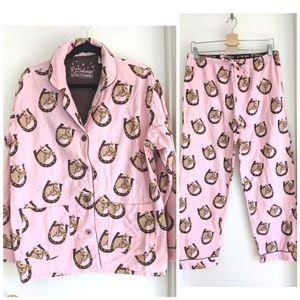 Rare PJ Salvage Pink Flannel Horse Pajamas PJ Set Size Medium